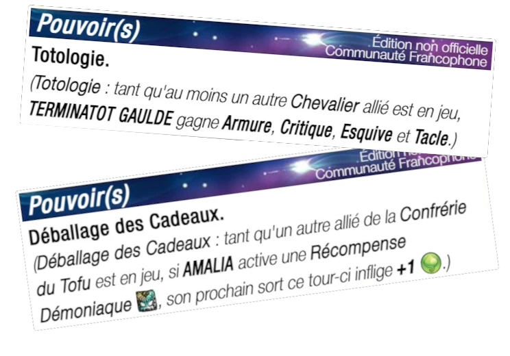 Illustration des pouvoirs revus